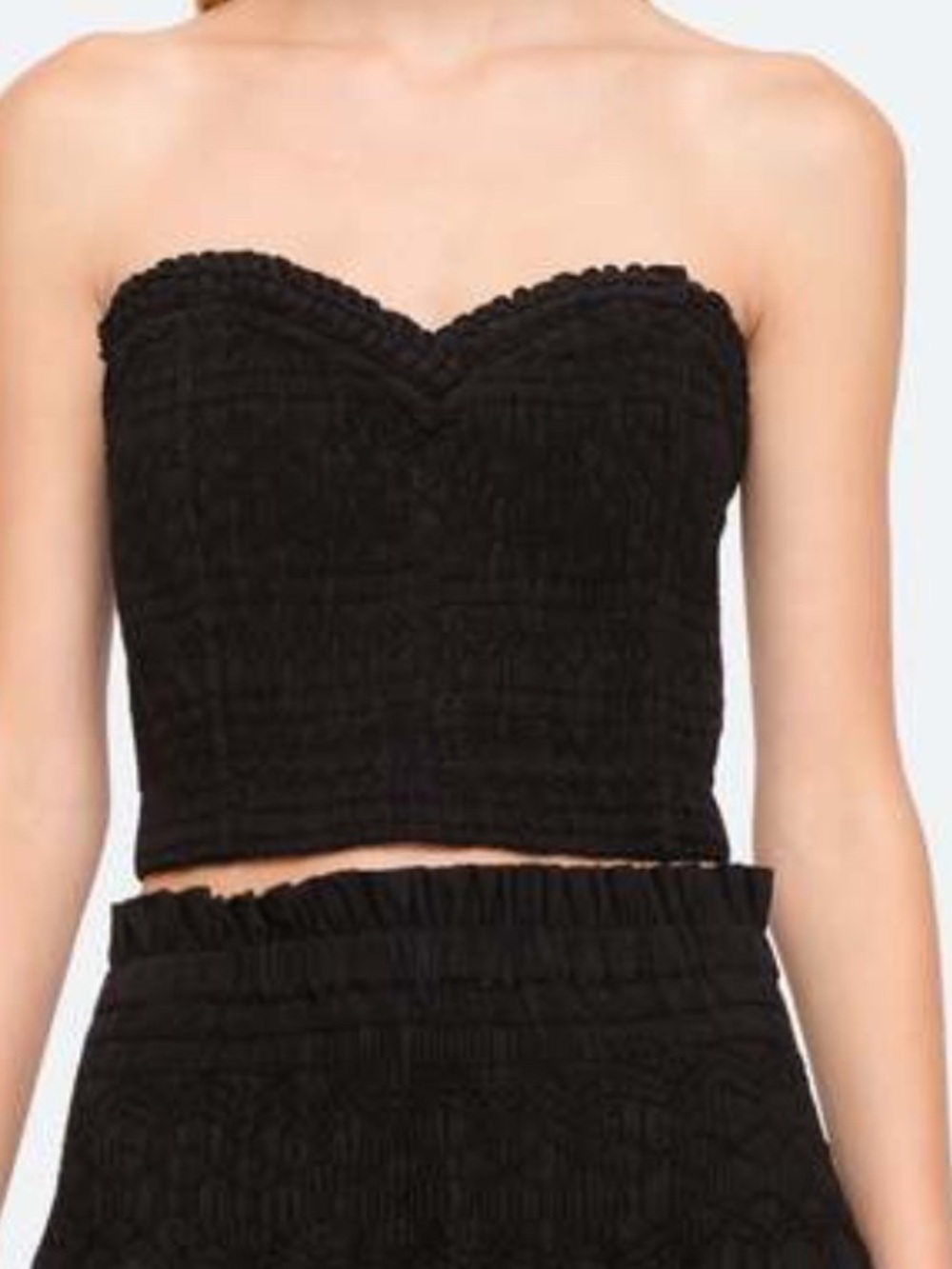 Sea Willa Black Strapless Smocked Bustier Top